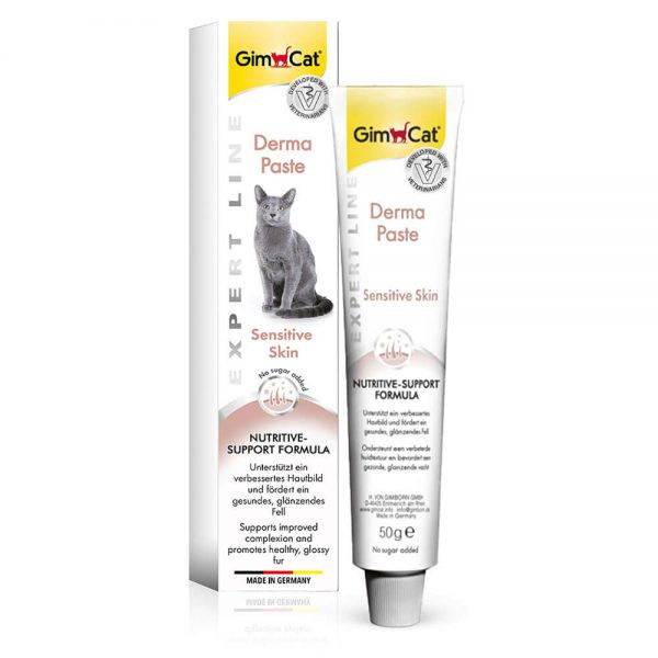 خمیر مالت گربه جیم کت مخصوص پوست و مو (GimCat Derma Paste )وزن 50 گرم